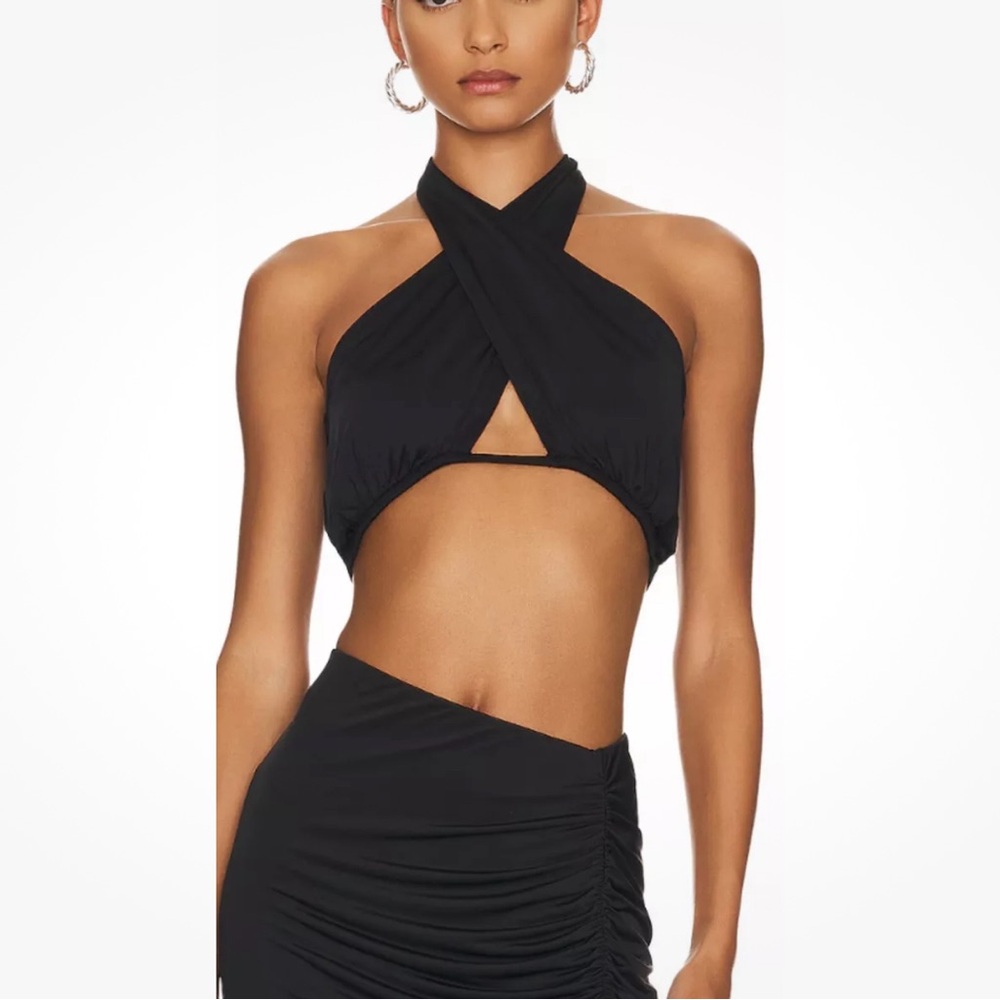 AFRM size XXS Black Alice Knit Halter Crop Top
